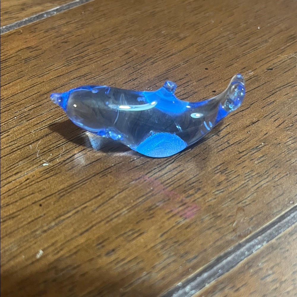 Blue Glass Dolphin Figurine